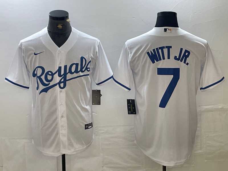 Mens Kansas City Royals #7 Bobby Witt Jr Number White Cool Base Stitched MLB Jersey,We sell and wholesale Mens Kansas City Royals #7 Bobby Witt Jr Number White Cool Base Stitched MLB Jersey on line form chian!